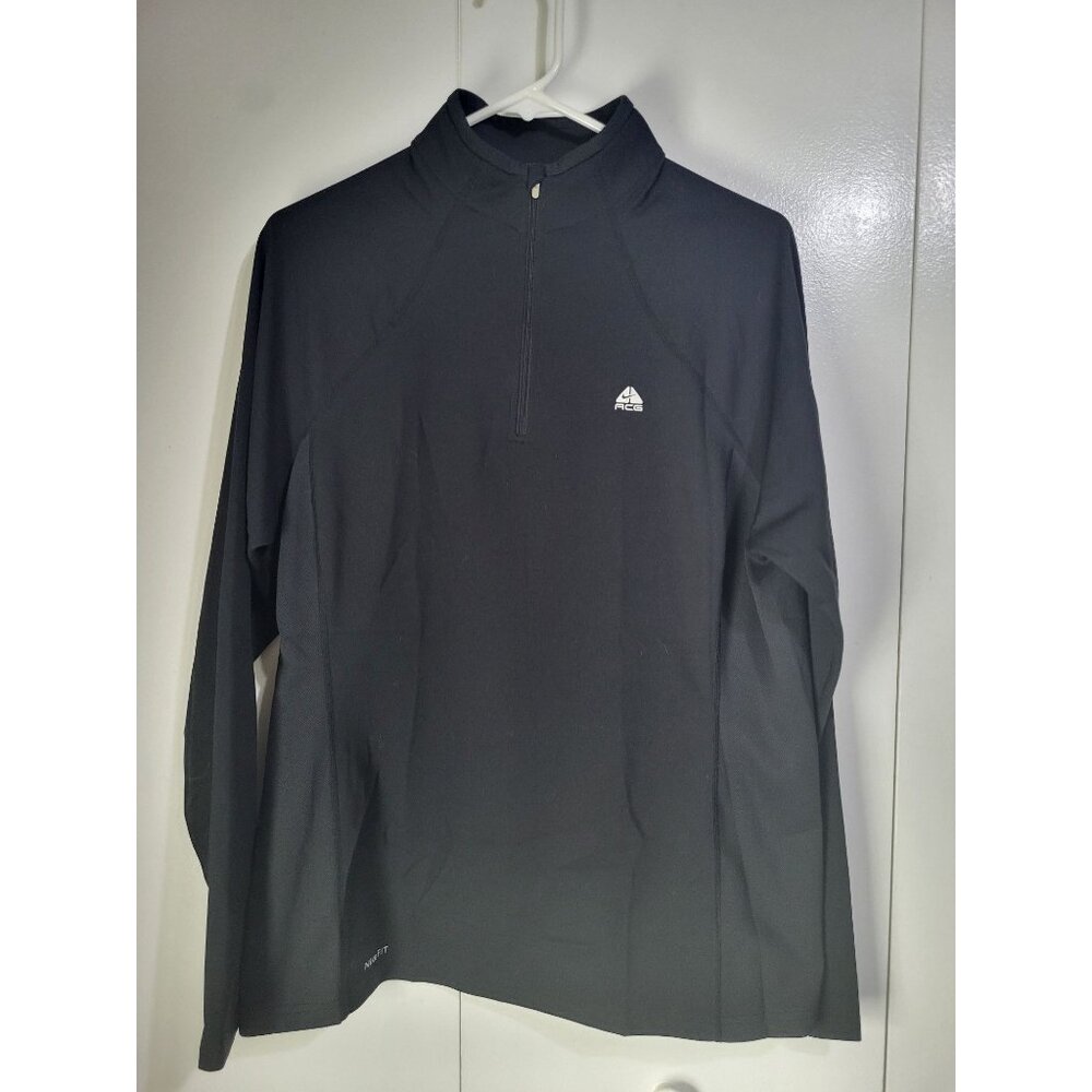 Nike ACG Fit Dry Women's SZ XL 1/4 Zip Pullover Black Athletic Top Mock Neck - Picture 1 of 8